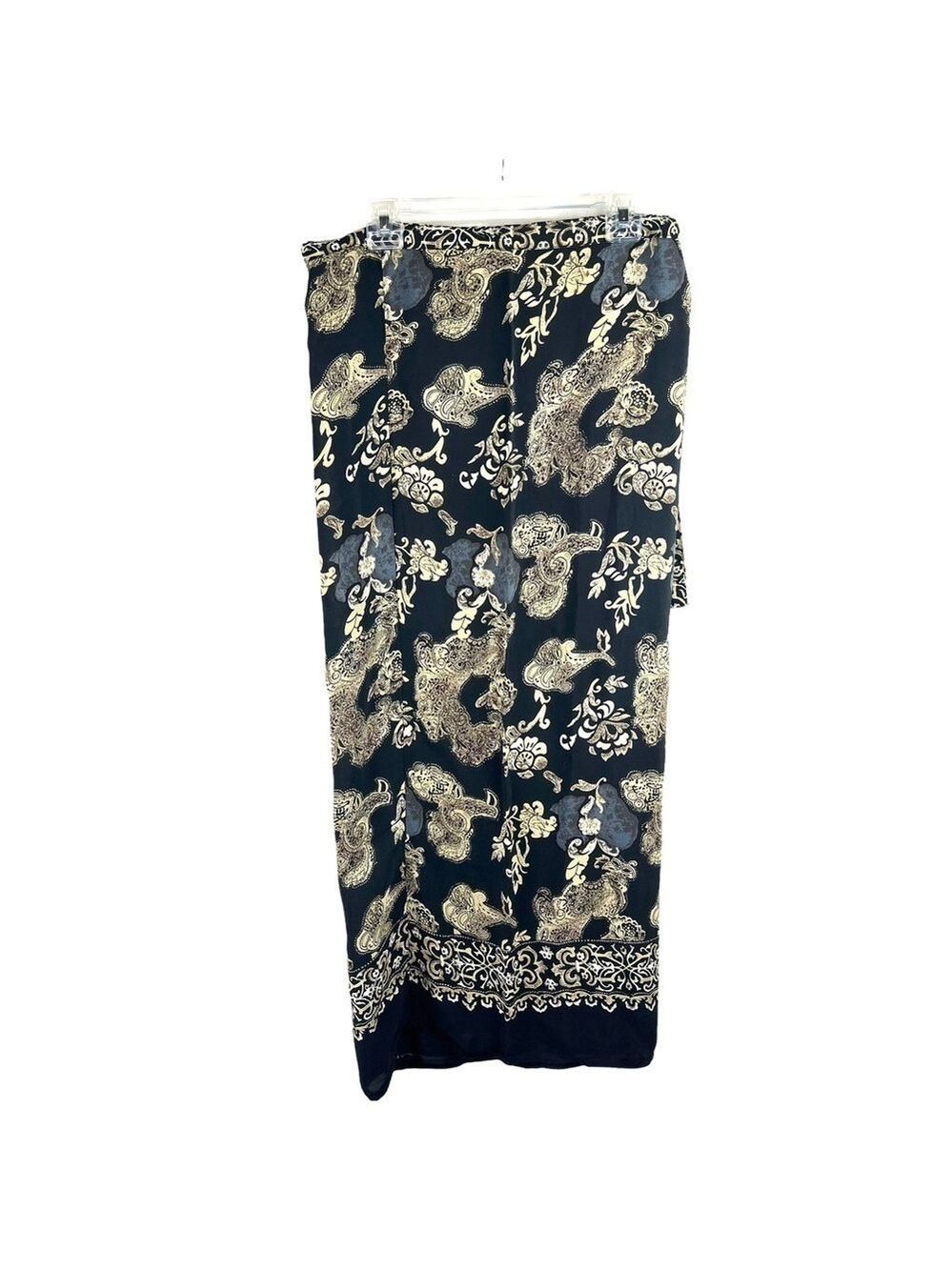 NEW- Wrap Around, Waist Tie, Floral, Scroll Design Hem Long Maxi Dress One Size